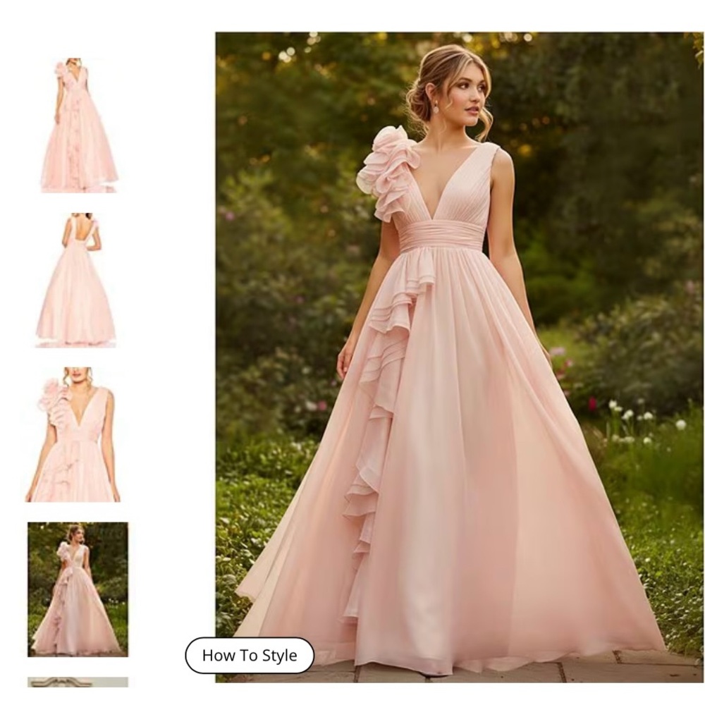 Mac Duggal Blush Pink Prom Dress with Ruffle Detail